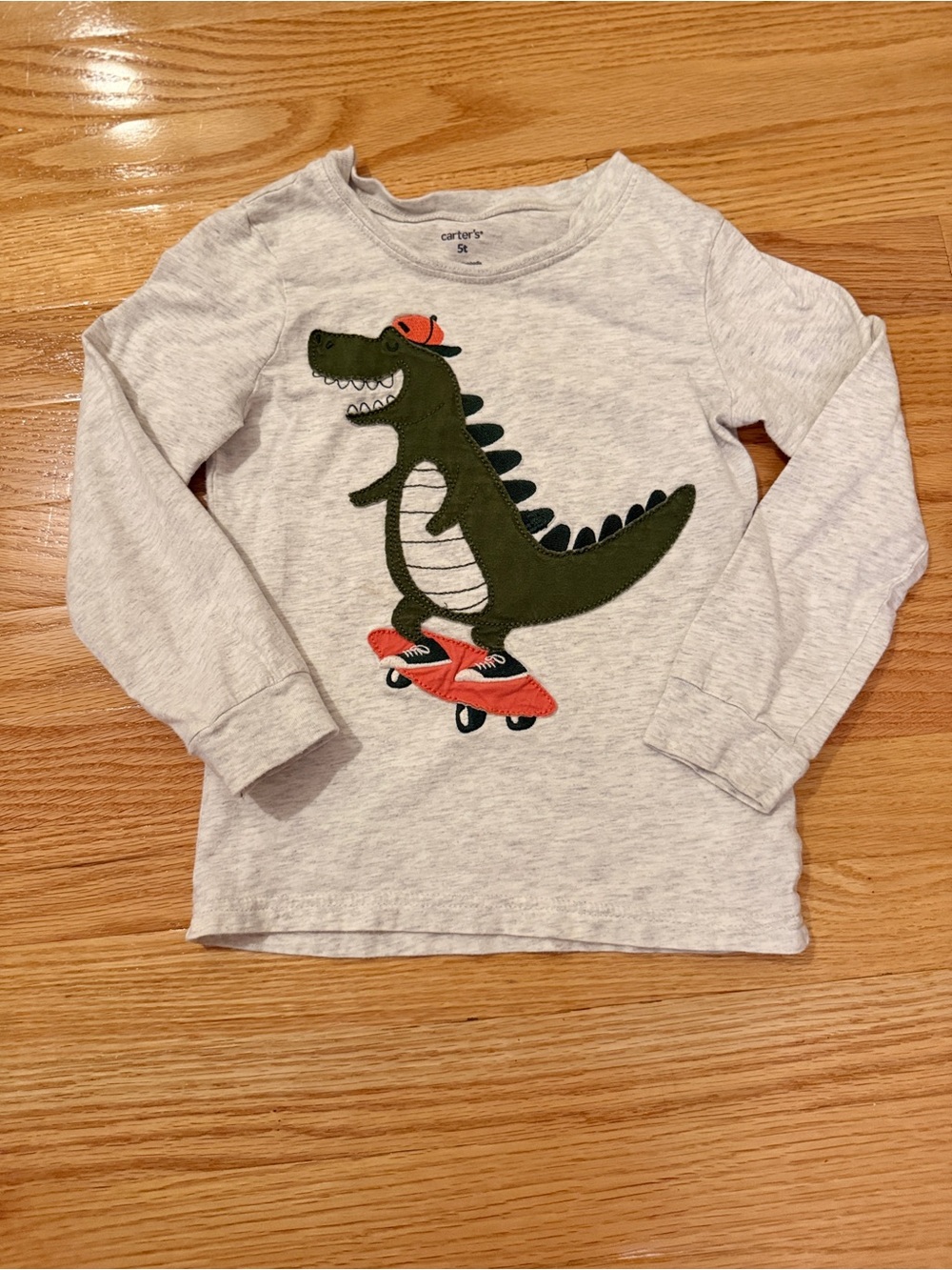 Carter's Light Gray Dinosaur Skateboard Shirt